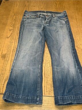 Vintage Seven 7 For All Mankind Blue Jeans Capris Cropped Denim Sz 28